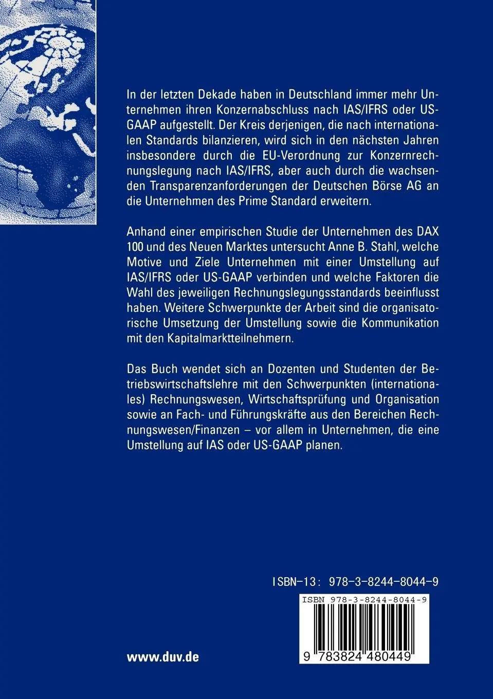 Rückseite: 9783824480449 | Wechsel von HGB zu IAS/IFRS oder US-GAAP | Anne B. Stahl | Taschenbuch