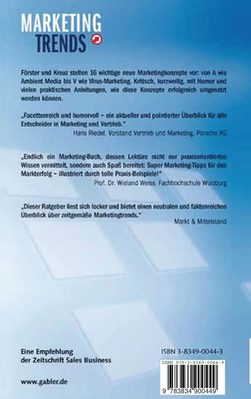 Rückseite: 9783834900449 | Marketing-Trends | Innovative Konzepte für Ihren Markterfolg | Buch