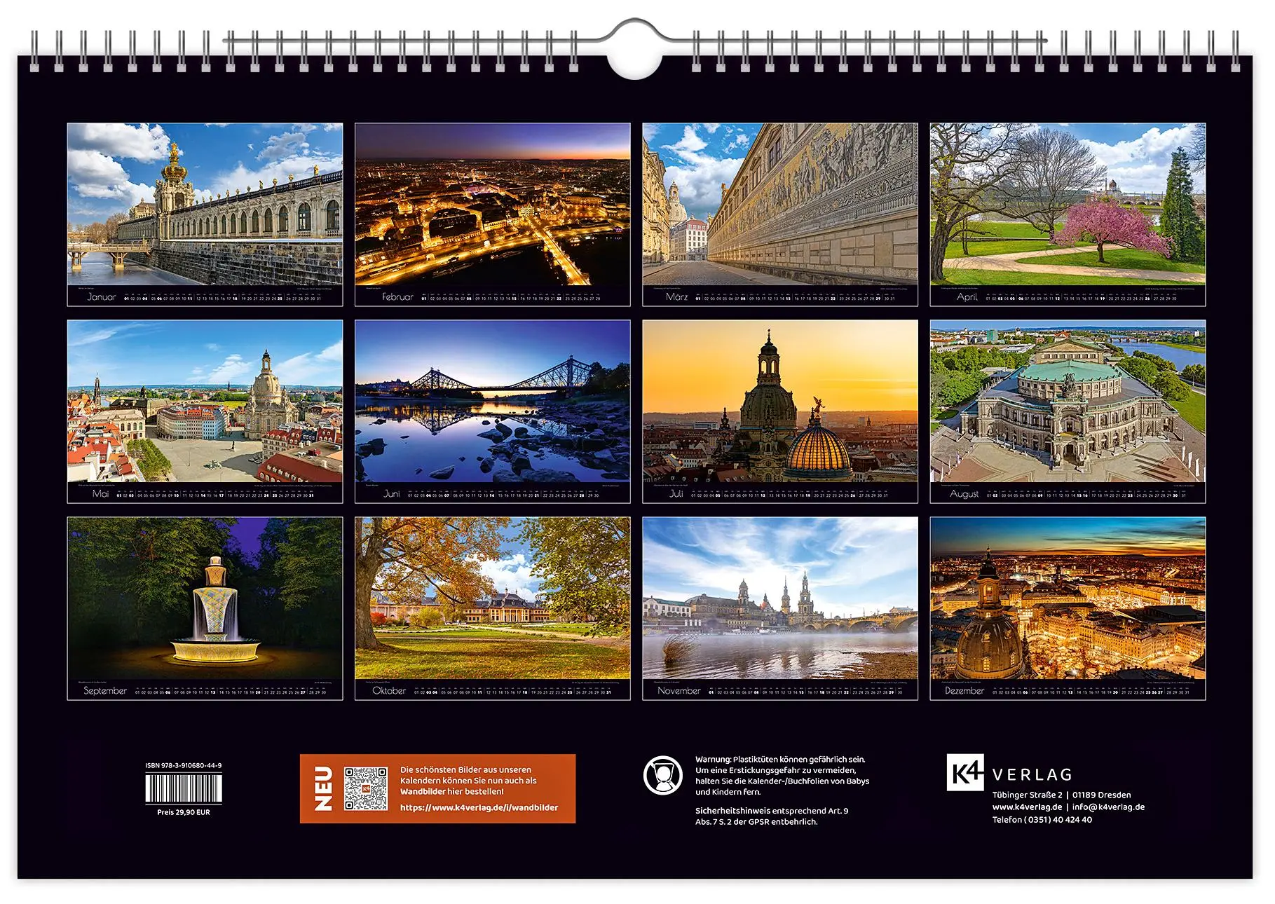 Bild: 9783910680449 | Kalender Zauberhaftes Dresden 2026 | K4 Verlag (u. a.) | Kalender