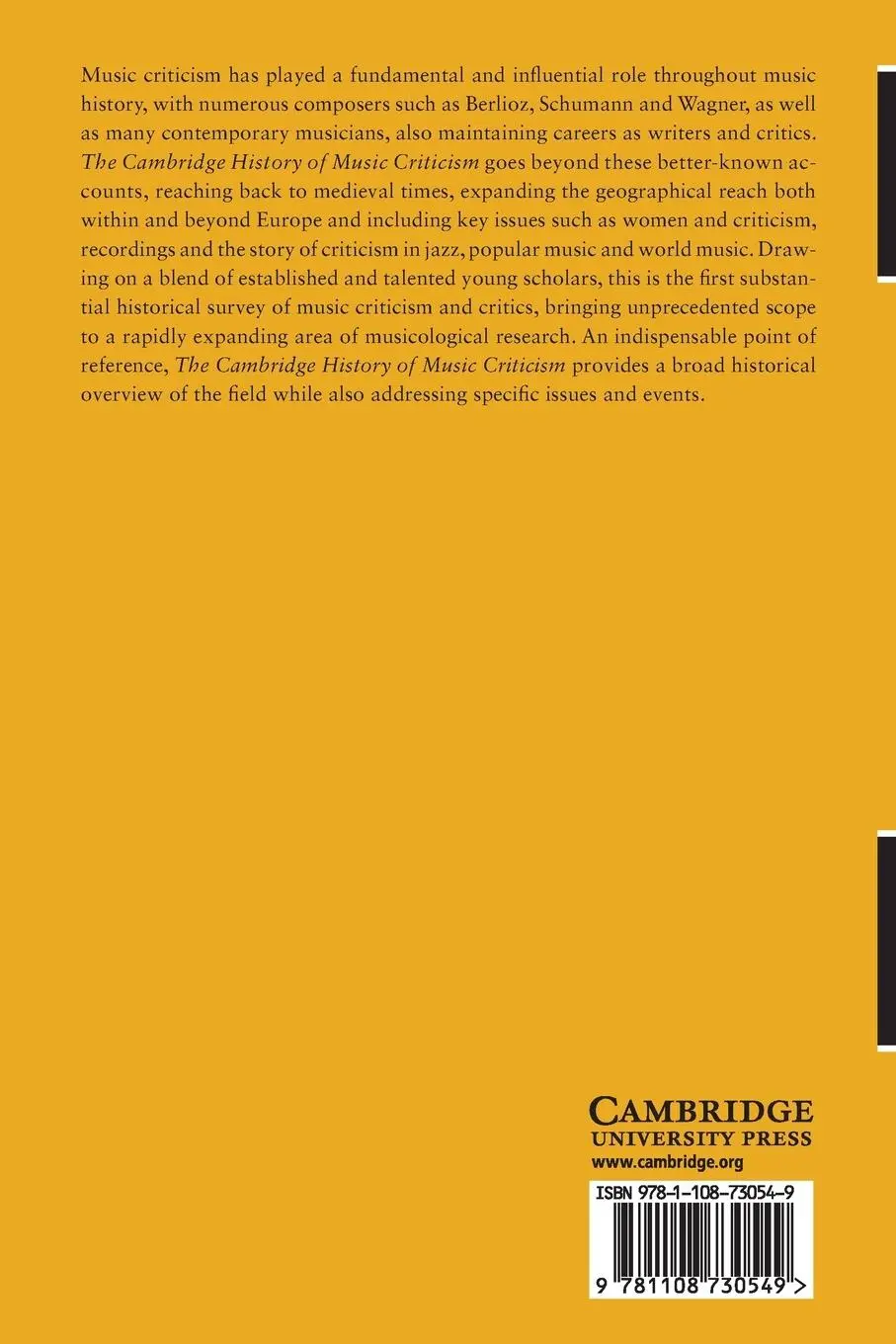 Rückseite: 9781108730549 | The Cambridge History of Music Criticism | Christopher Dingle | Buch