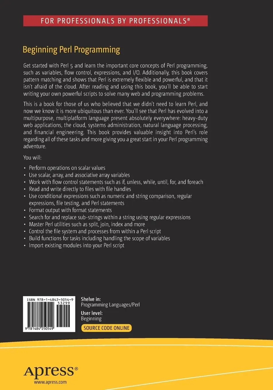 Rückseite: 9781484250549 | Beginning Perl Programming | From Novice to Professional | Rothwell