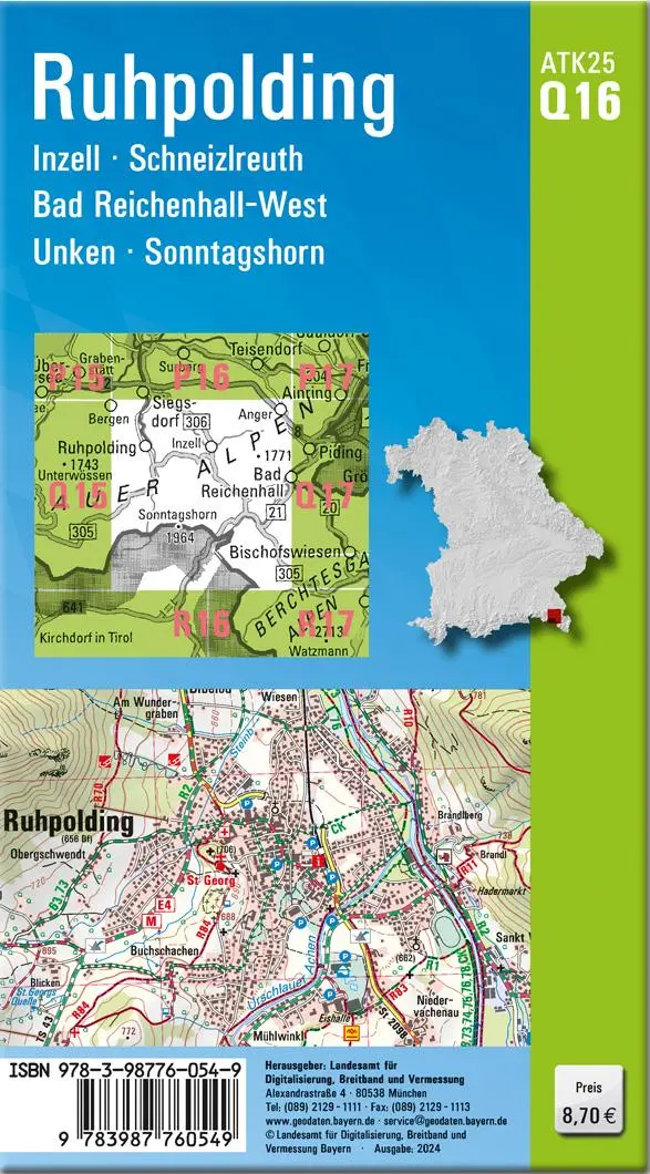 Rückseite: 9783987760549 | ATK25-Q16 Ruhpolding (Amtliche Topographische Karte 1:25000) | Deutsch