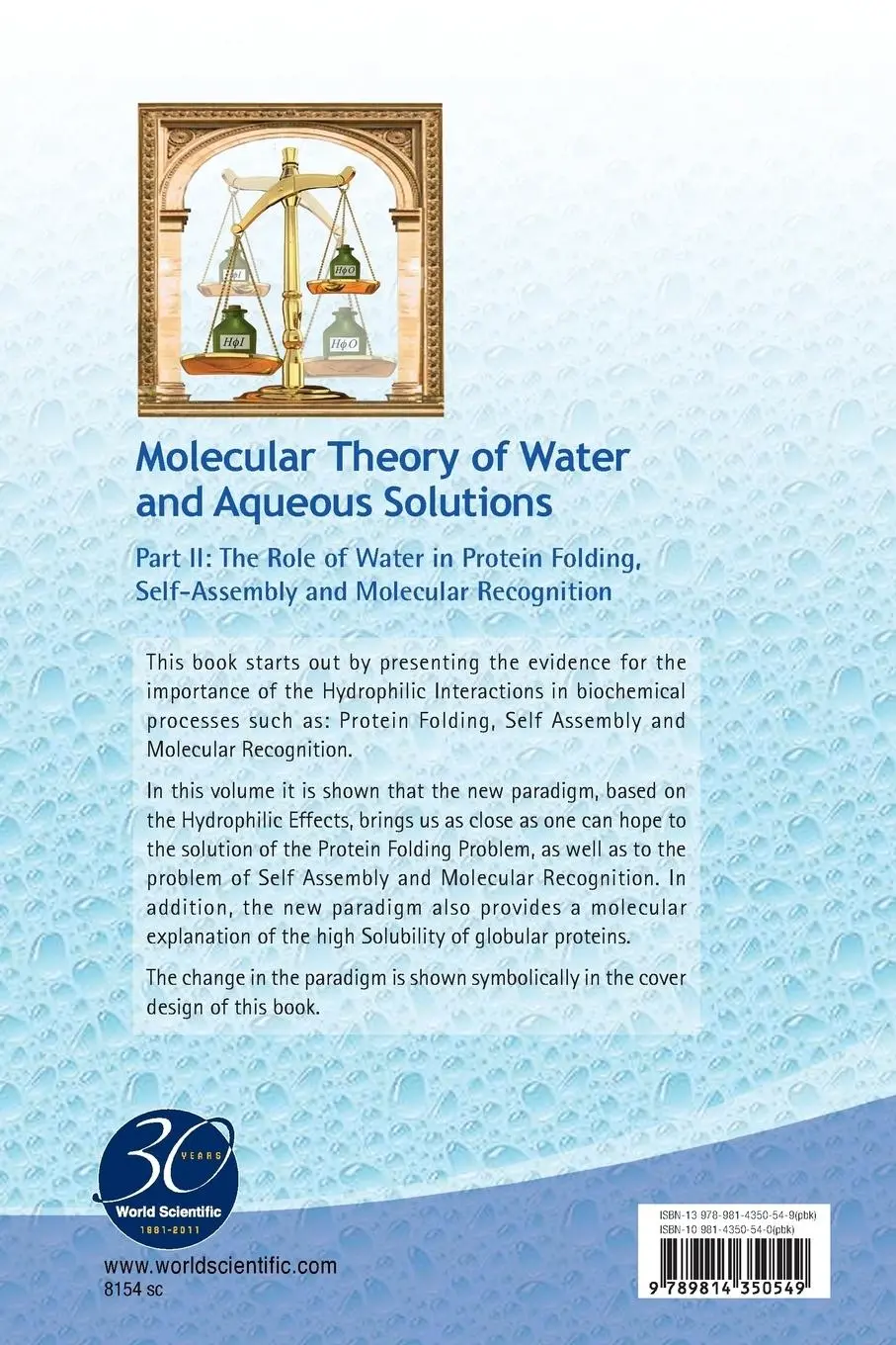 Rückseite: 9789814350549 | MOLEC THEO WTR &amp; AQUE SOL (PII) | Ben-Naim Arieh | Taschenbuch | 2011