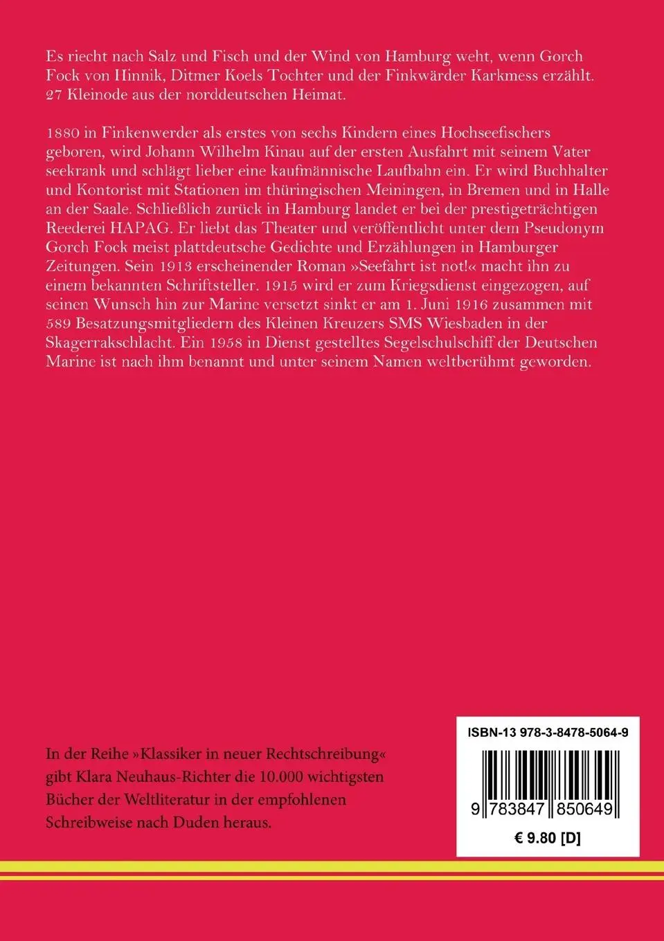 Rückseite: 9783847850649 | Seemannsgarn | Gorch Fock | Taschenbuch | 188 S. | Deutsch | 2021