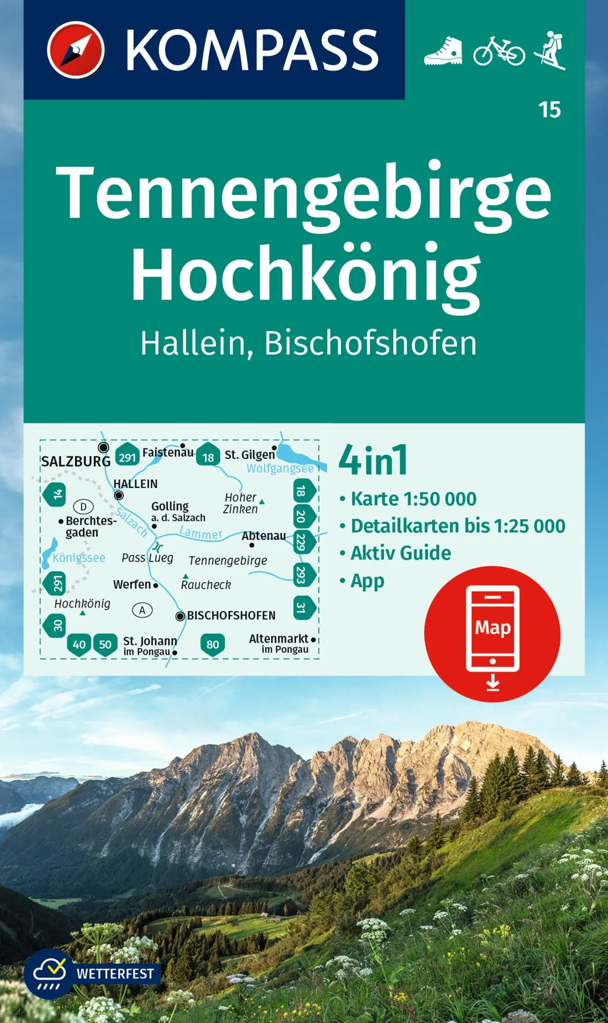 Cover: 9783991540649 | KOMPASS Wanderkarte 15 Tennengebirge, Hochkönig, Hallein,...