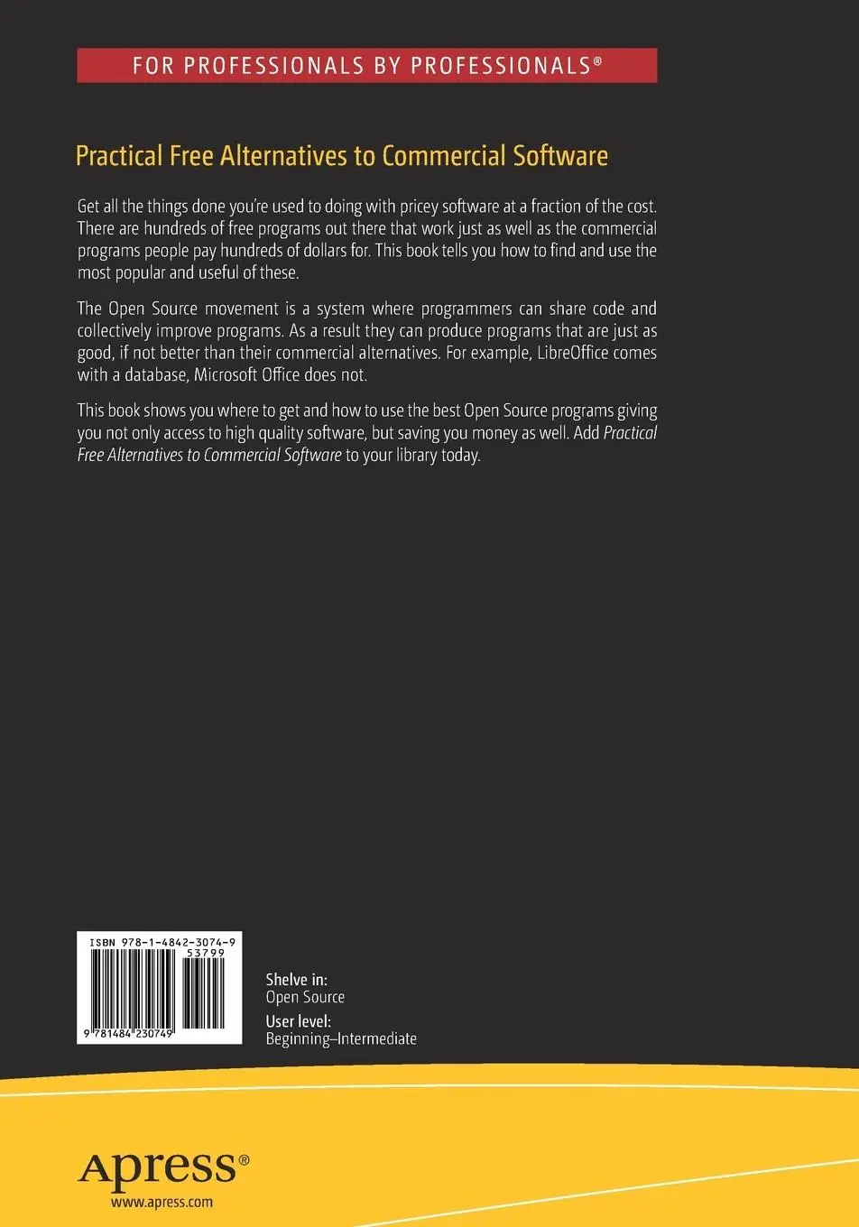 Rückseite: 9781484230749 | Practical Free Alternatives to Commercial Software | Oualline (u. a.)