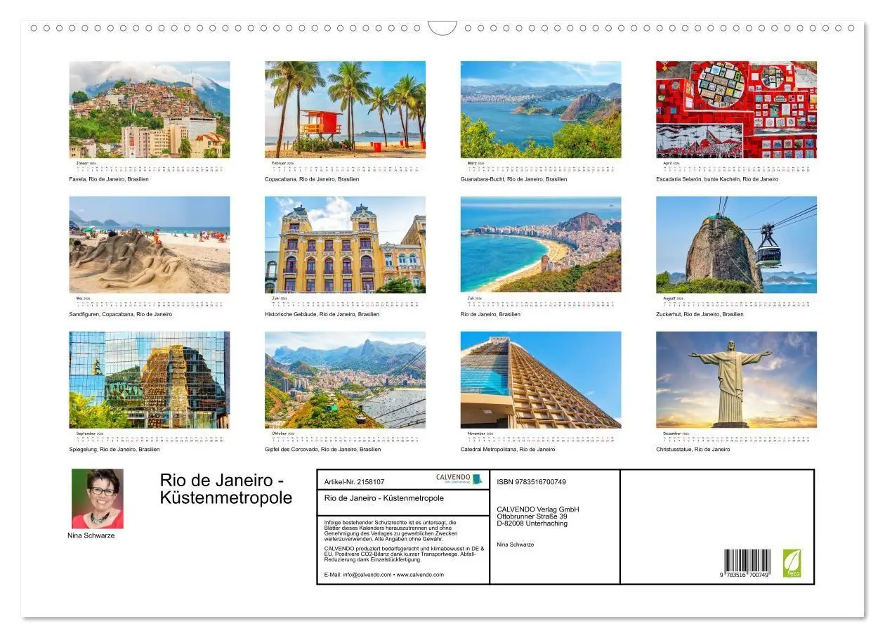 Bild: 9783516700749 | Rio de Janeiro - Küstenmetropole (Wandkalender 2026 DIN A2 quer),...