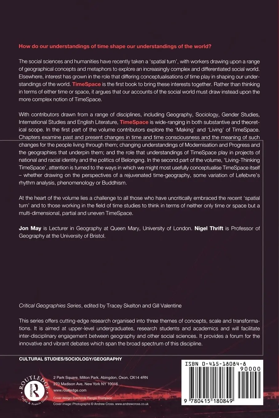 Rückseite: 9780415180849 | Timespace | Geographies of Temporality | Jon May (u. a.) | Taschenbuch