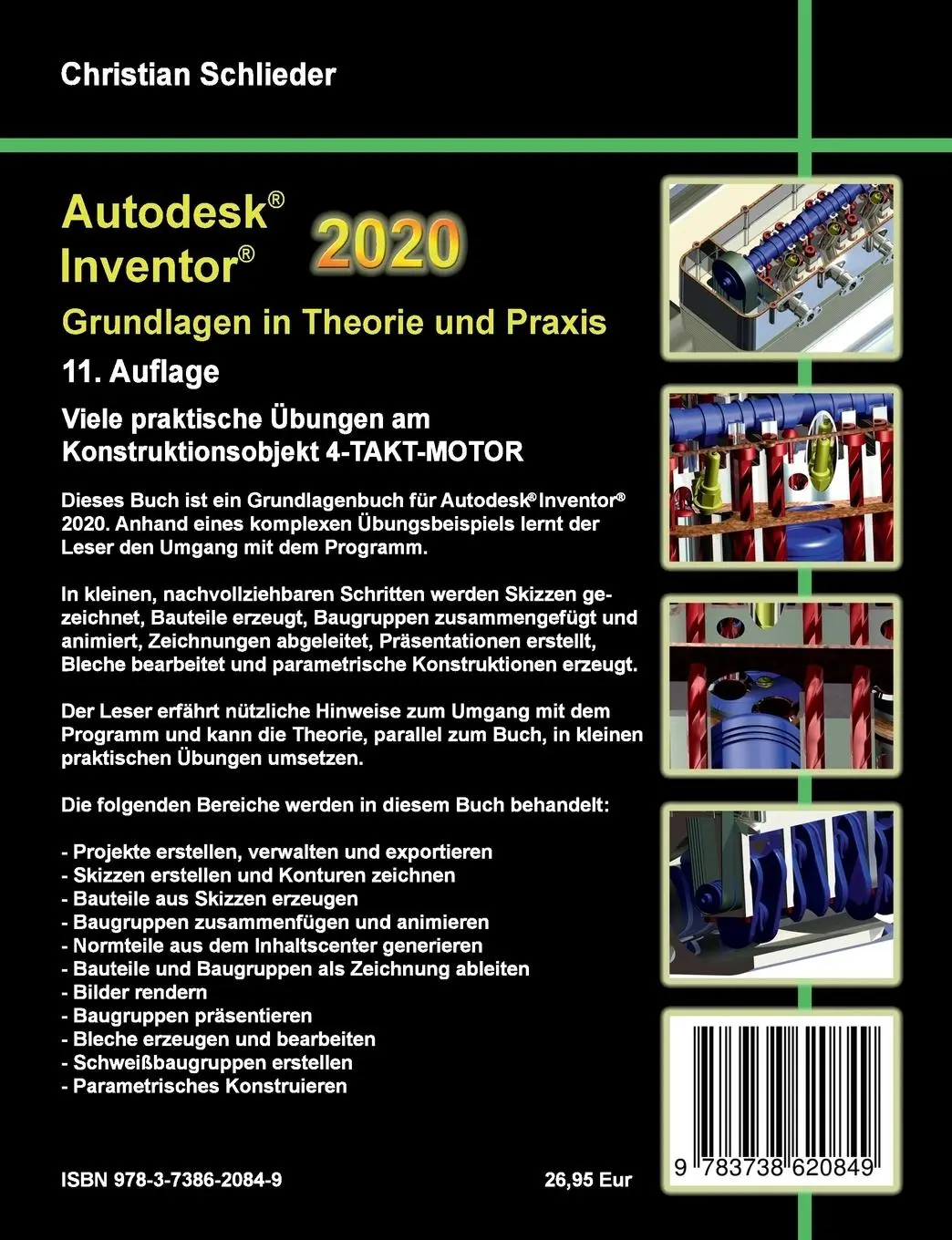 Rückseite: 9783738620849 | Autodesk Inventor 2020 - Grundlagen in Theorie und Praxis | Schlieder