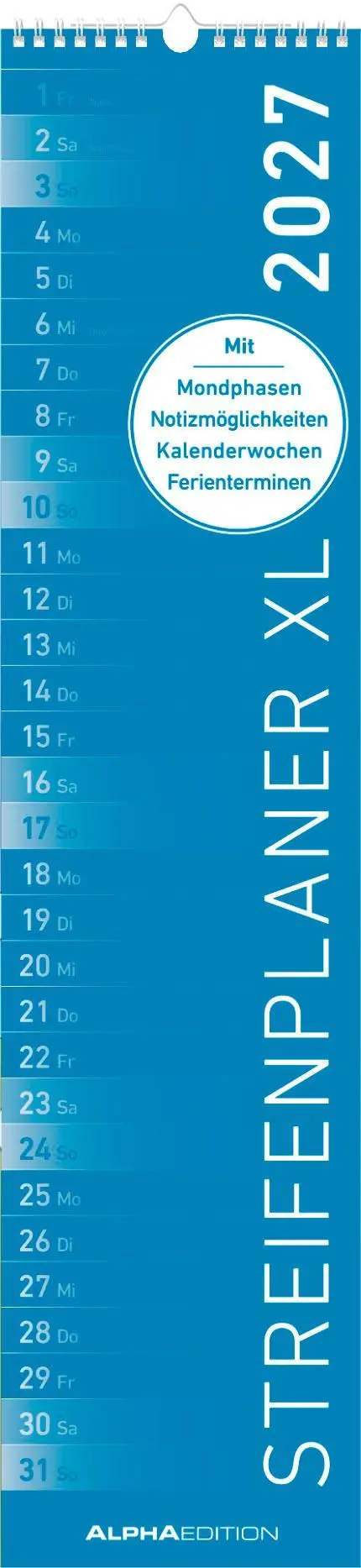 Cover: 4069095010949 | Streifenplaner XL BLAU 2027 | Neumann Verlage GmbH &amp; Co KG | Kalender