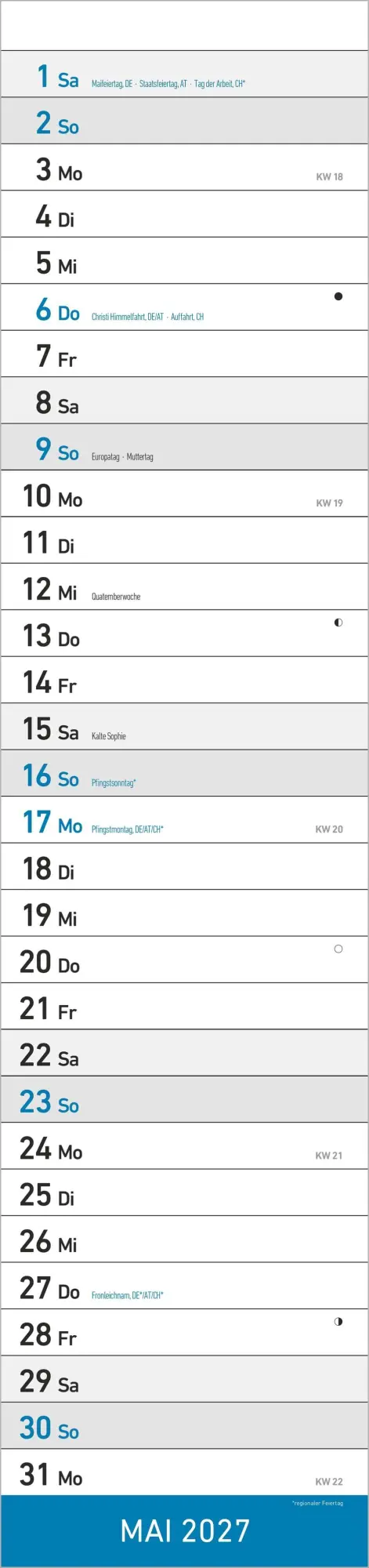 Bild: 4069095010949 | Streifenplaner XL BLAU 2027 | Neumann Verlage GmbH &amp; Co KG | Kalender