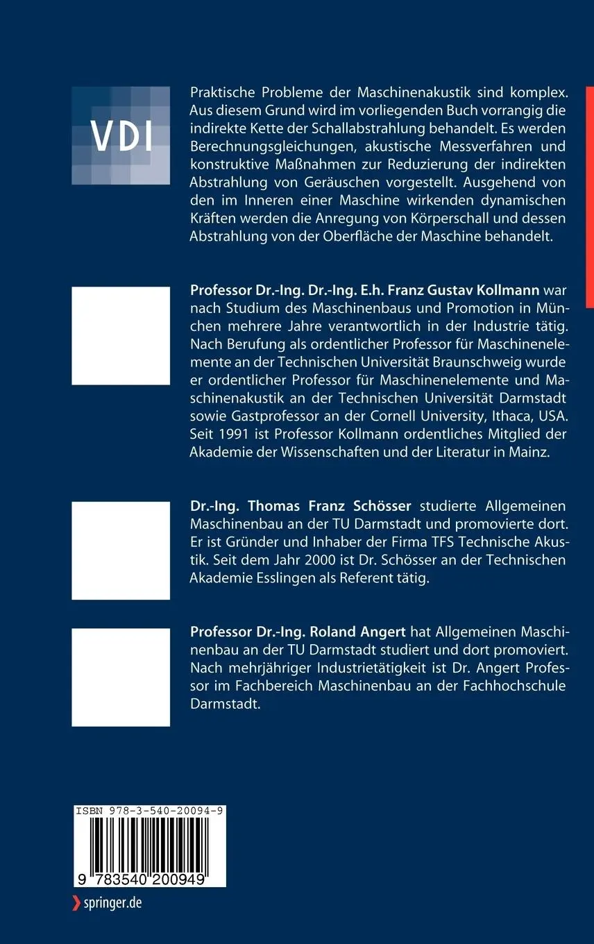 Rückseite: 9783540200949 | Praktische Maschinenakustik | Franz G. Kollmann (u. a.) | Buch | x