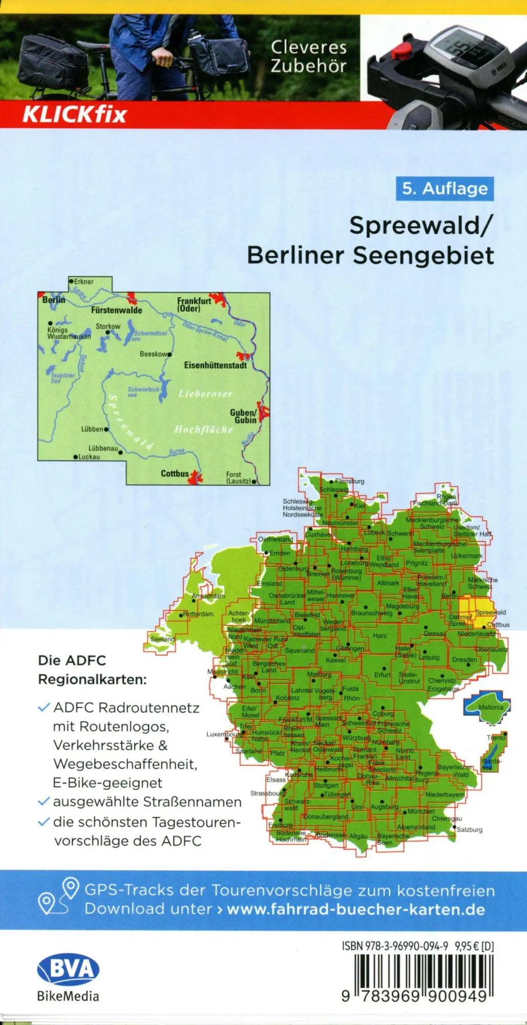 Bild: 9783969900949 | ADFC-Regionalkarte Spreewald Berliner Seengebiet, 1:75.000, mit...