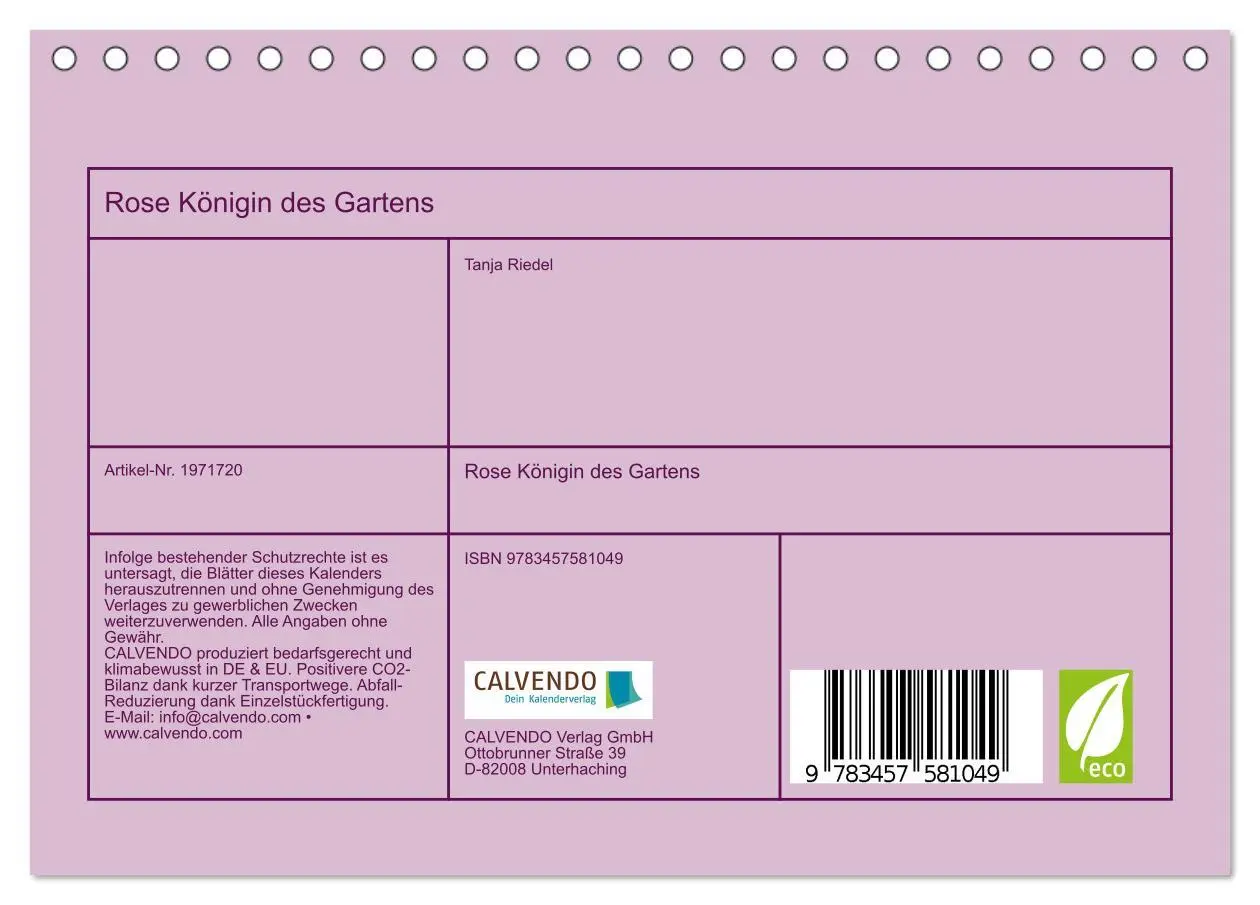 Bild: 9783457581049 | Rose Königin des Gartens (Tischkalender 2026 DIN A5 quer), CALVENDO...
