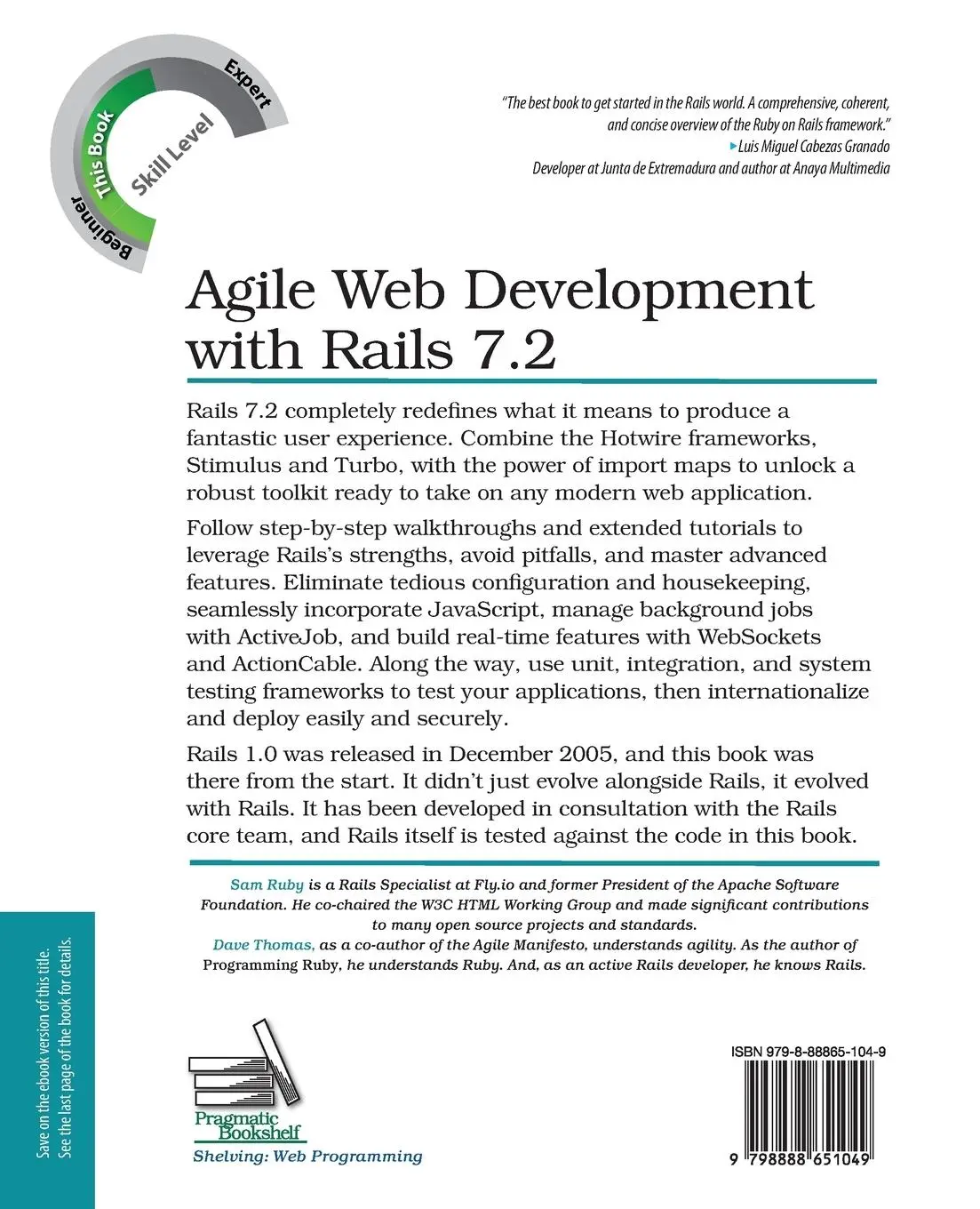 Rückseite: 9798888651049 | Agile Web Development with Rails 7.2 | Sam Ruby (u. a.) | Taschenbuch