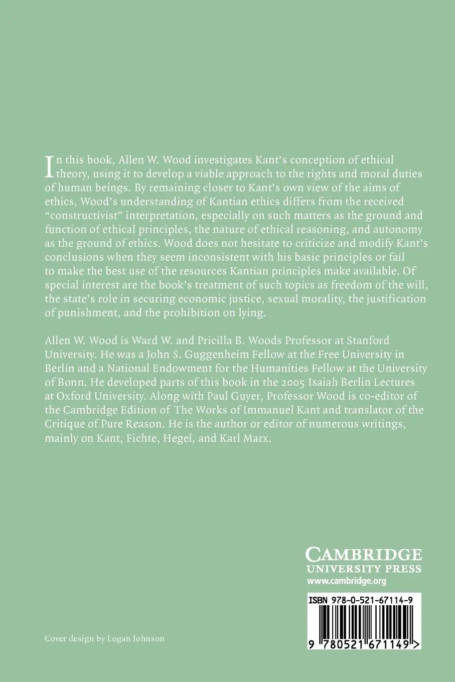 Rückseite: 9780521671149 | Kantian Ethics | Allen W. Wood | Taschenbuch | Englisch | 2011