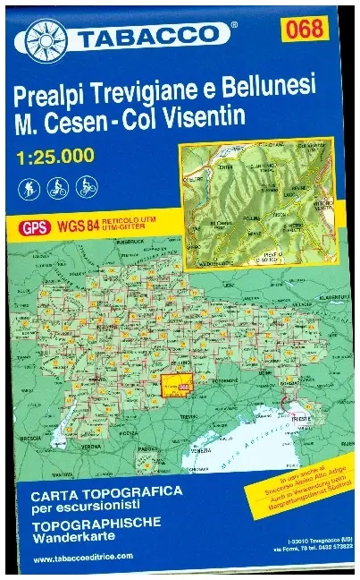 Cover: 9788883151149 | Prealpi Trevigiane e Bellunesi. Cesen. Visentin 1:25.000 | 1 S. | 2017
