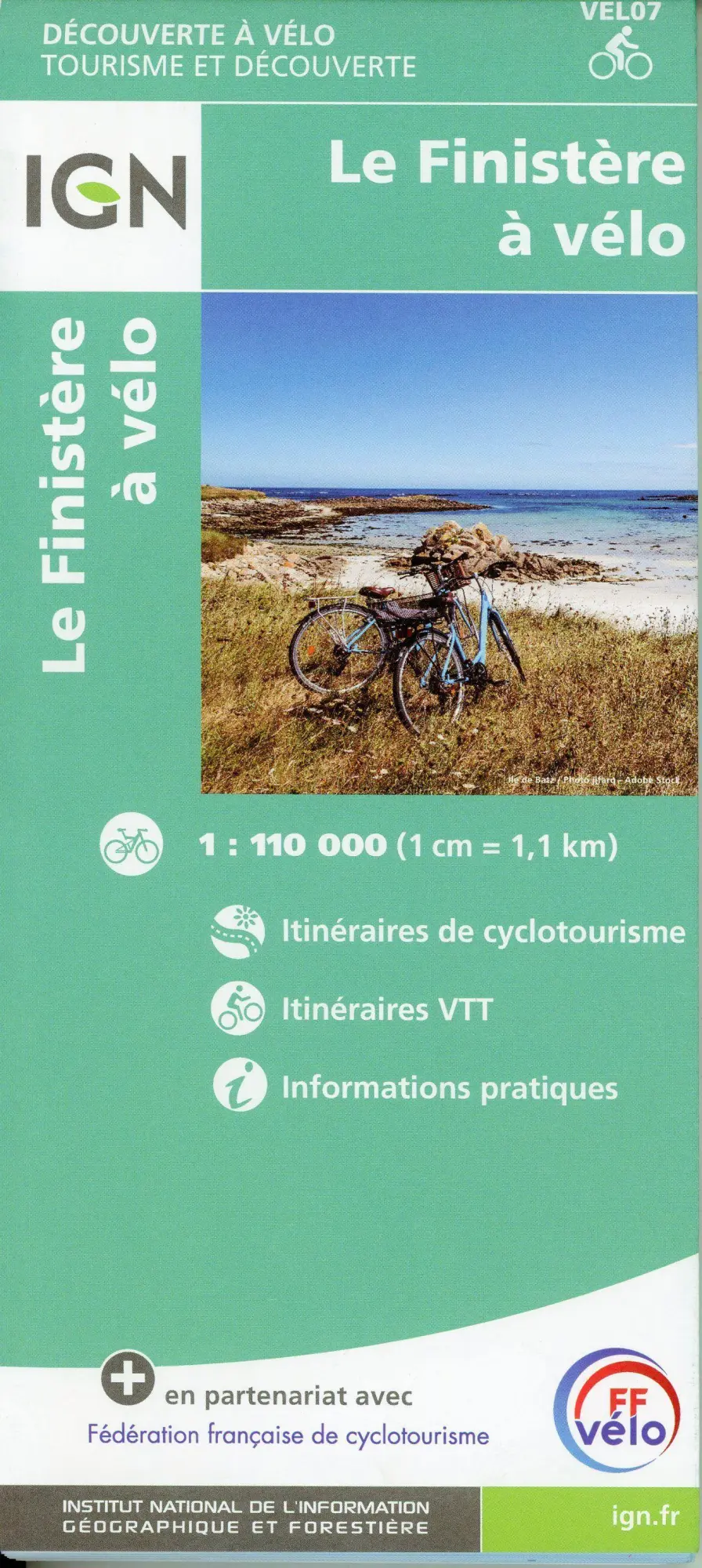 Cover: 9782758551249 | Le Finistère à vélo 1:100 000 | (Land-)Karte | Découverte à velo (IGN)