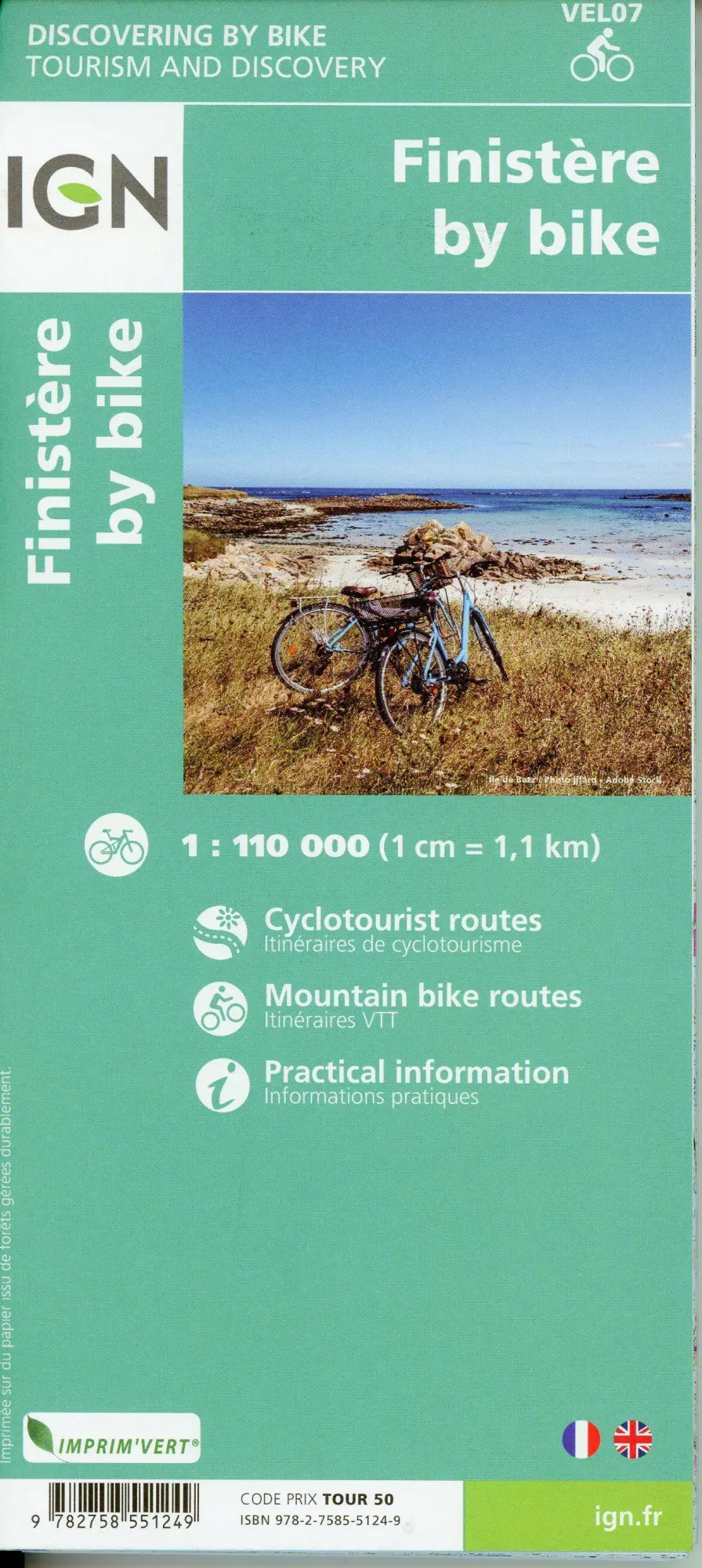 Bild: 9782758551249 | Le Finistère à vélo 1:100 000 | (Land-)Karte | Découverte à velo (IGN)