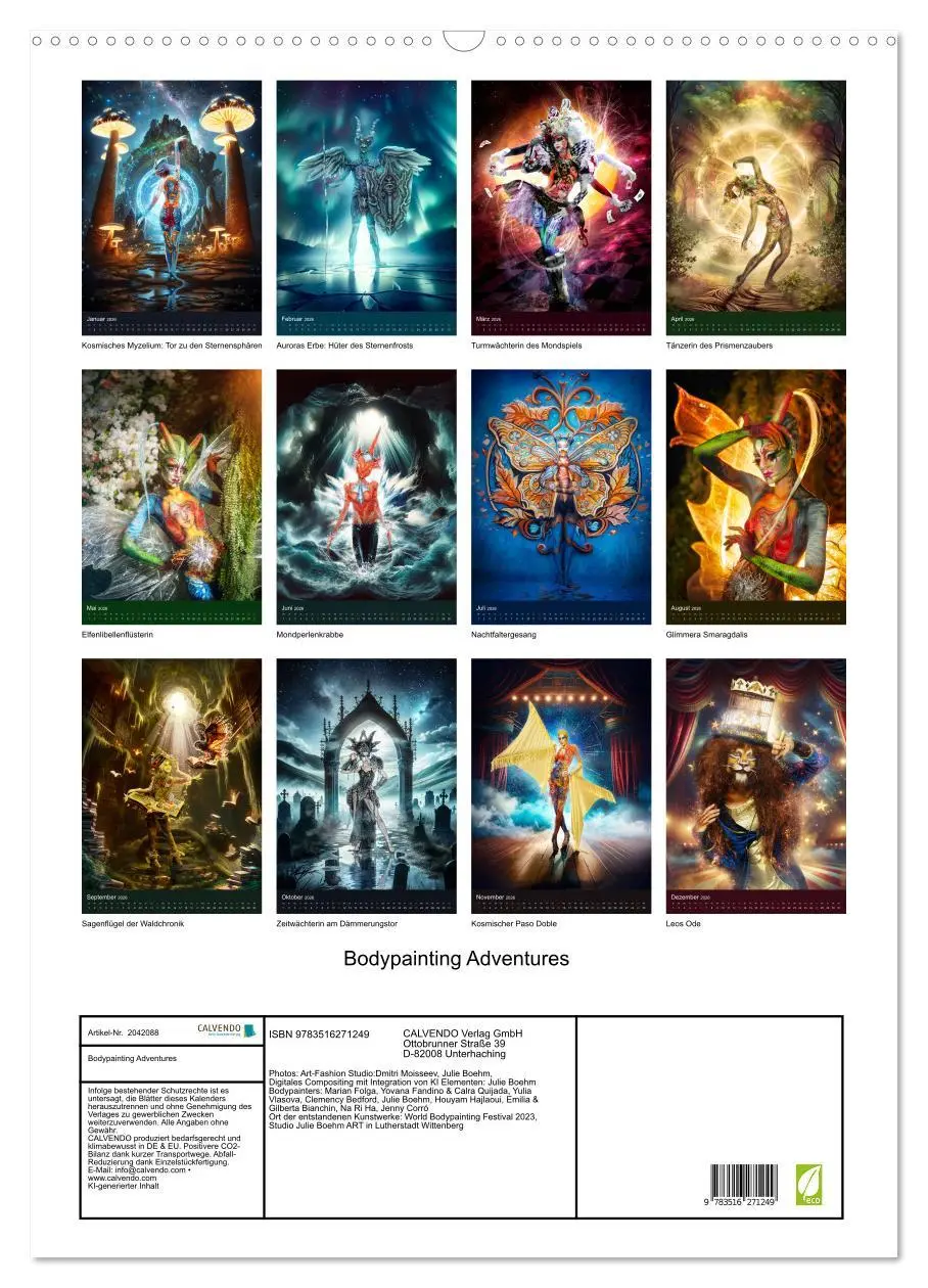 Bild: 9783516271249 | Bodypainting Adventures (Wandkalender 2026 DIN A2 hoch), CALVENDO...