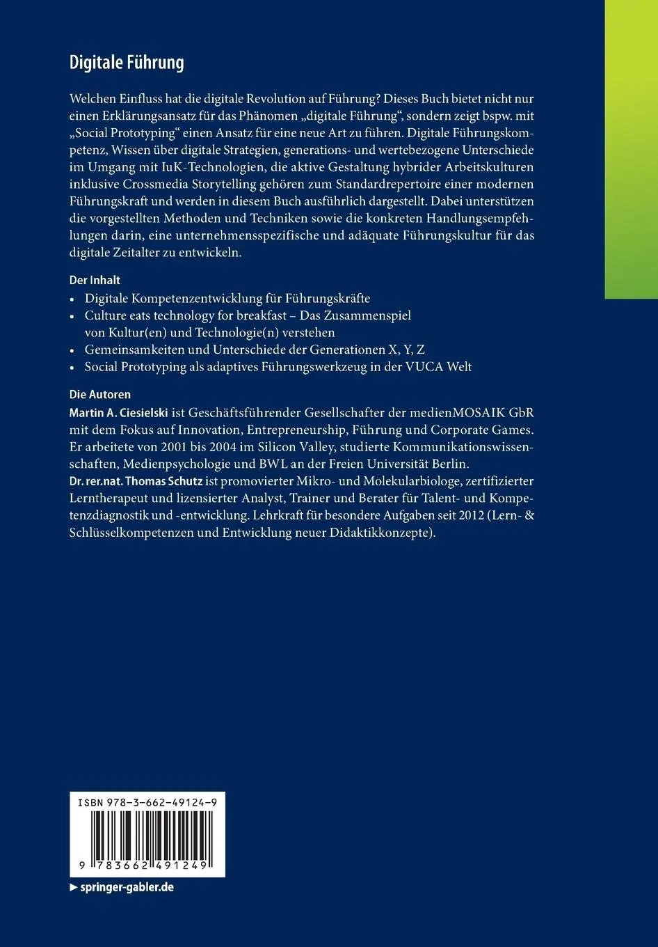 Rückseite: 9783662491249 | Digitale Führung | Martin A. Ciesielski (u. a.) | Taschenbuch | xiii