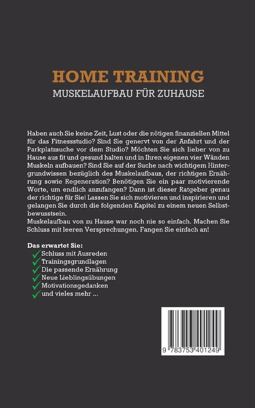 Rückseite: 9783753401249 | Home Training - Muskelaufbau für Zuhause: Wie Sie mit gezieltem...