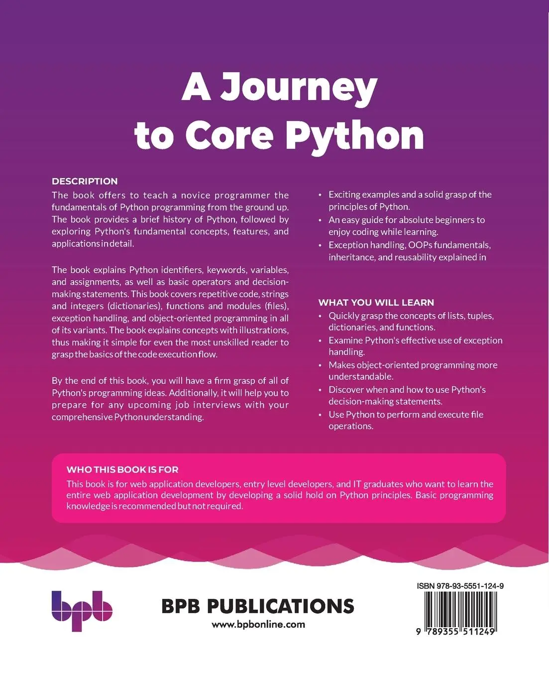 Rückseite: 9789355511249 | A Journey to Core Python | Girish Kumar (u. a.) | Taschenbuch | 2022
