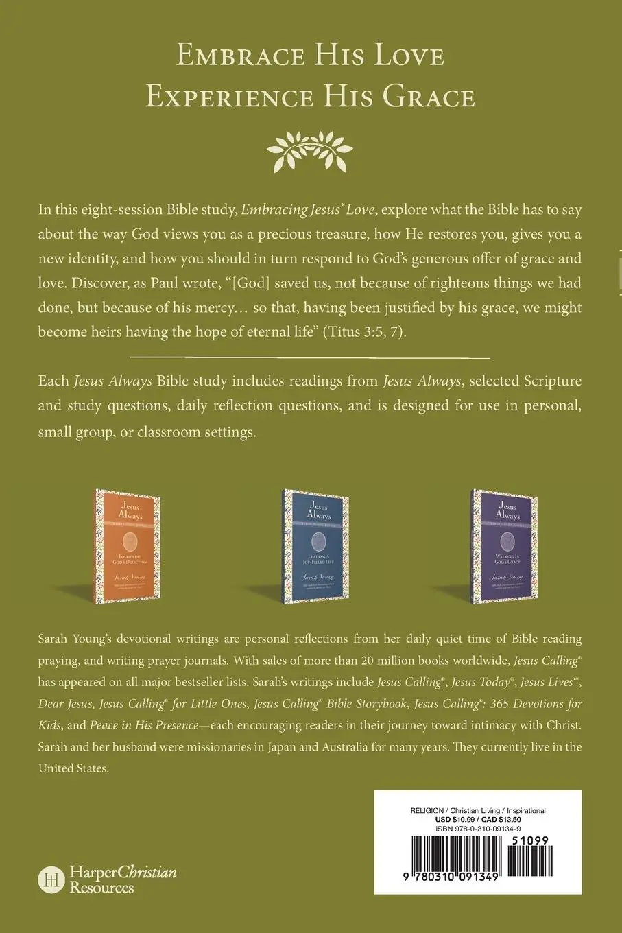 Rückseite: 9780310091349 | Embracing Jesus' Love Softcover | Sarah Young | Taschenbuch | Englisch