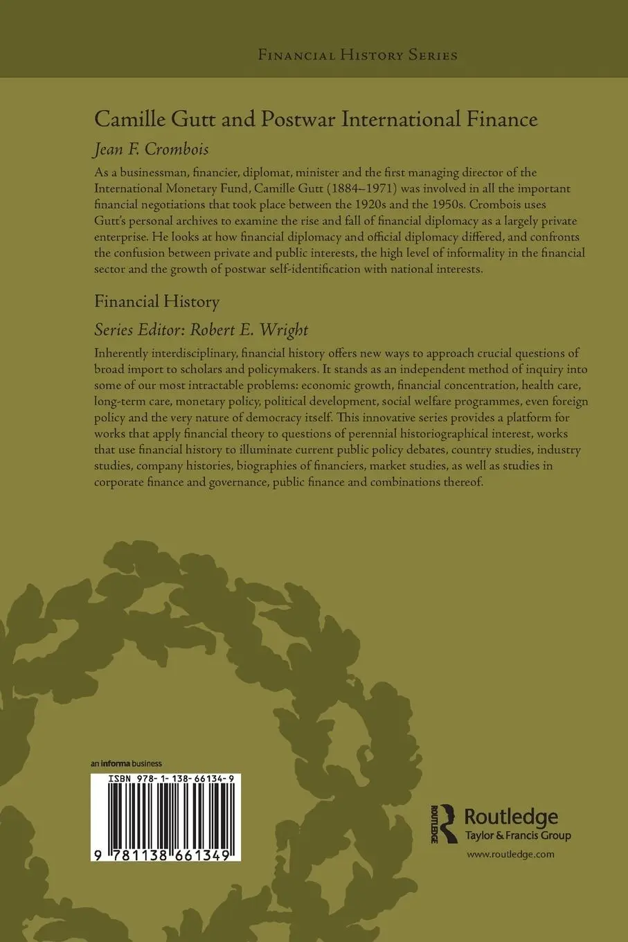 Rückseite: 9781138661349 | Camille Gutt and Postwar International Finance | Jean F Crombois