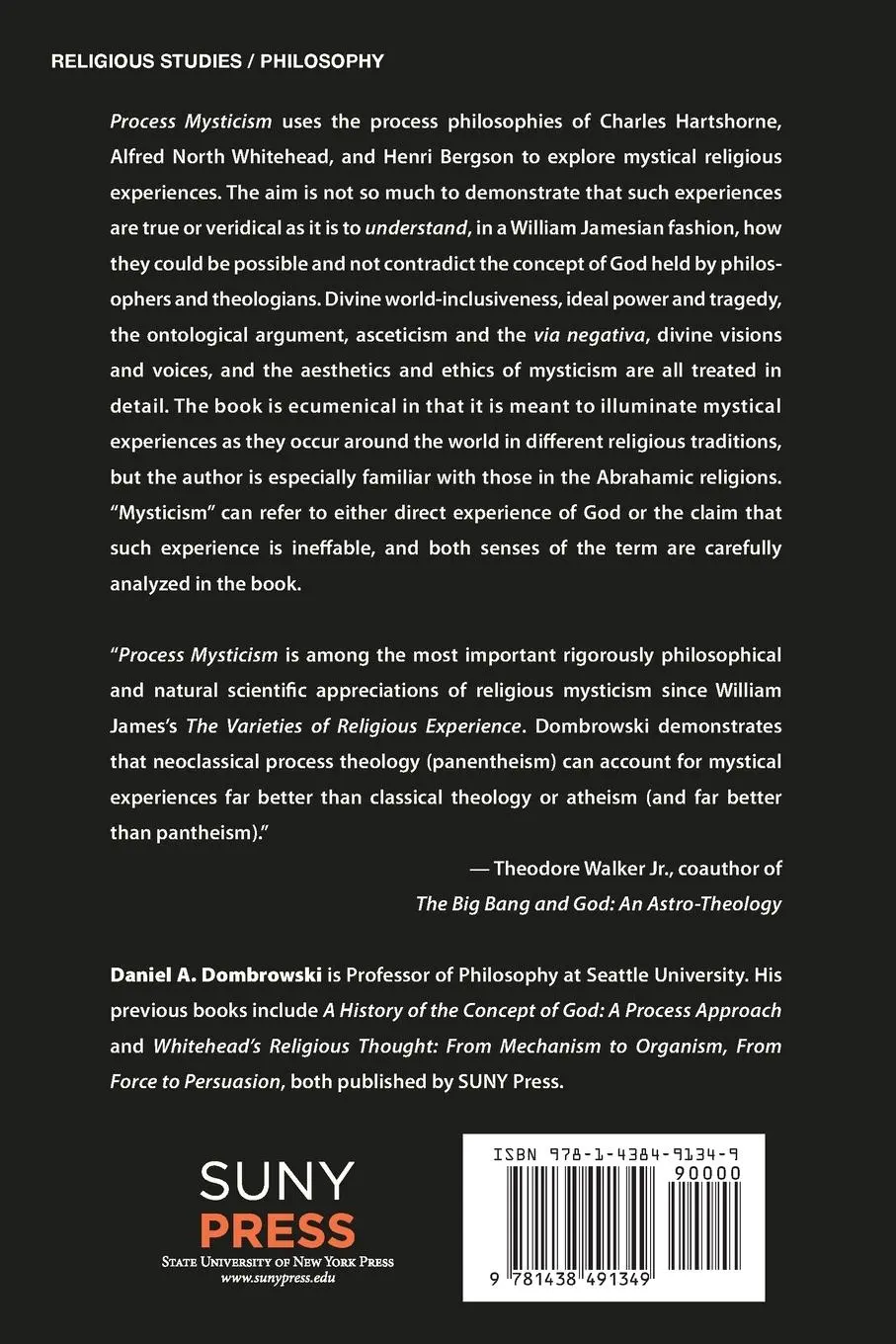 Rückseite: 9781438491349 | Process Mysticism | Daniel A. Dombrowski | Taschenbuch | Englisch