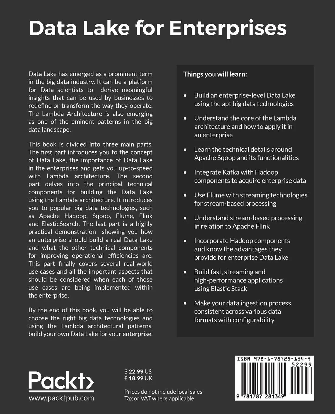 Rückseite: 9781787281349 | Data Lake for Enterprises | Tomcy John (u. a.) | Taschenbuch | 2017