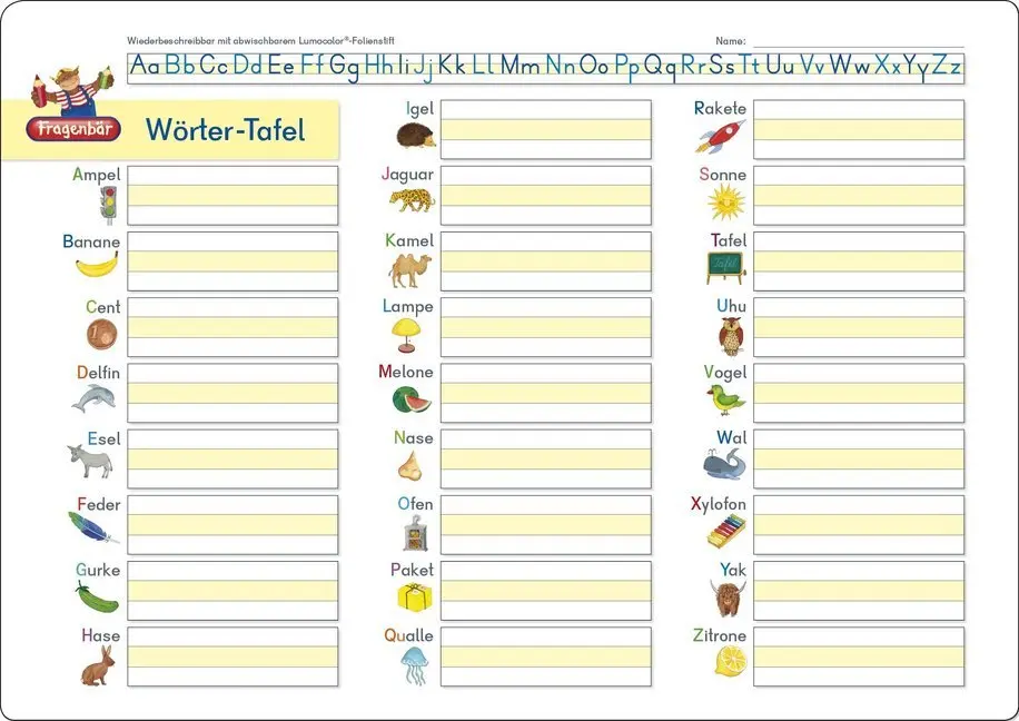 Cover: 9783940811349 | Fragenbär-Lerntafel: Wörter-Tafel | Bengt Fels | Deutsch | 2016