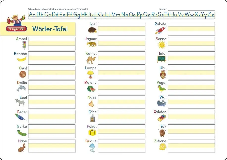 Bild: 9783940811349 | Fragenbär-Lerntafel: Wörter-Tafel | Bengt Fels | Deutsch | 2016