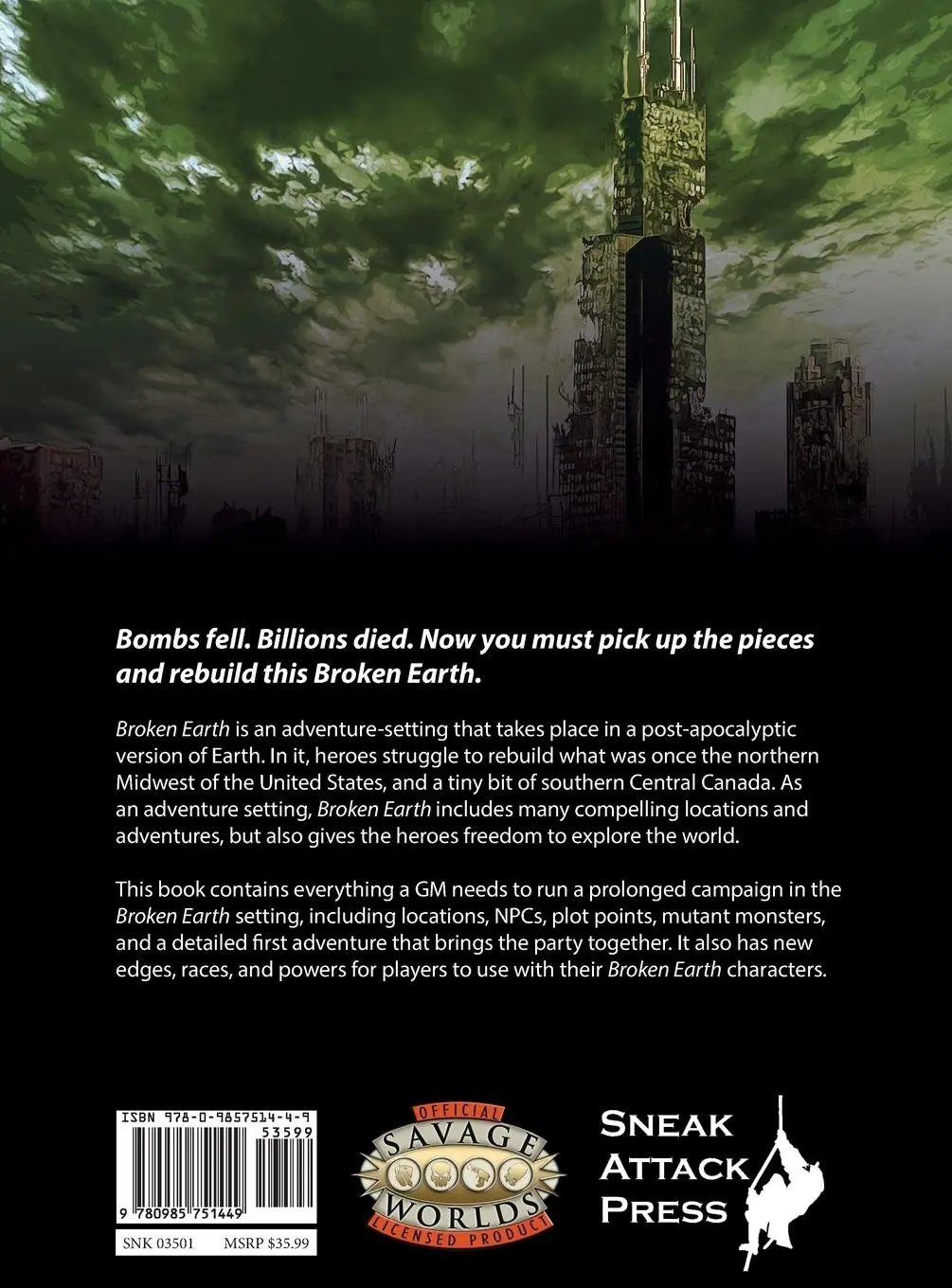 Rückseite: 9780985751449 | Broken Earth (Savage Worlds) | Matthew J Hanson | Buch | Englisch