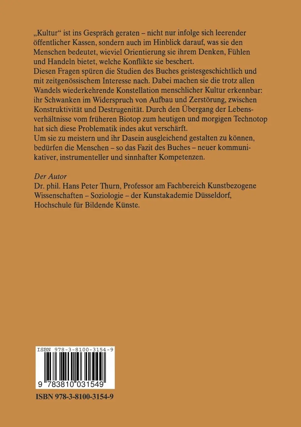 Rückseite: 9783810031549 | Kultur im Widerspruch | Analysen und Perspektiven | Hans Peter Thurn