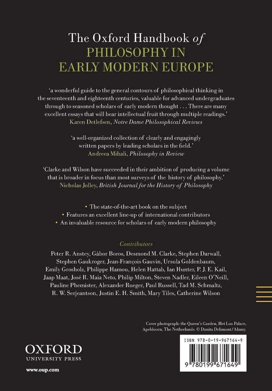Rückseite: 9780199671649 | The Oxford Handbook of Philosophy in Early Modern Europe | Taschenbuch