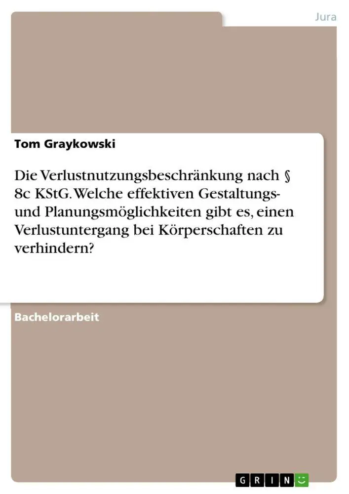 Cover: 9783389071649 | Die Verlustnutzungsbeschränkung nach § 8c KStG. Welche effektiven...
