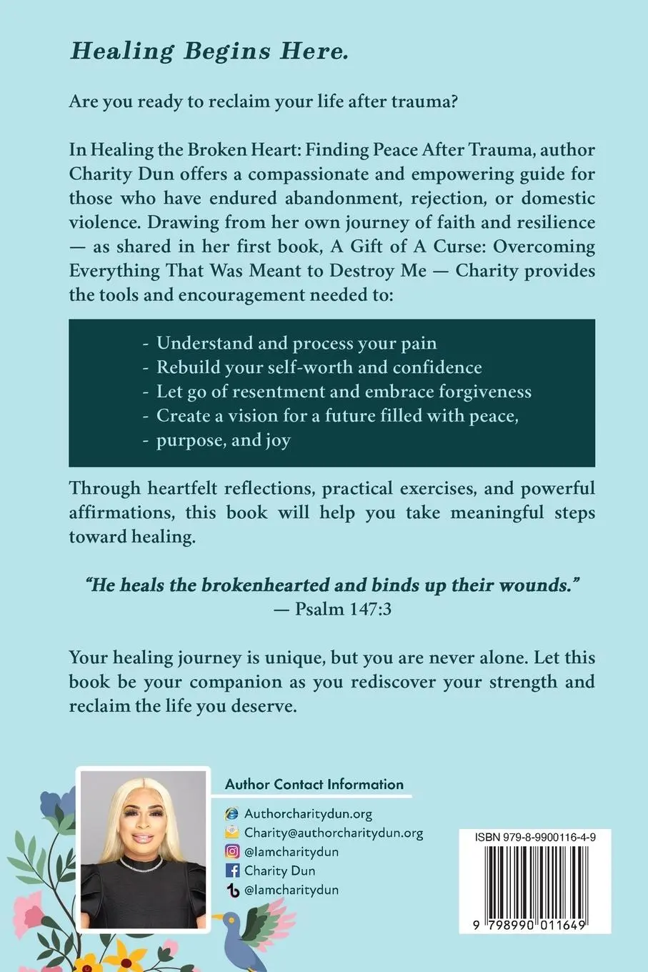 Rückseite: 9798990011649 | "Healing The Broken Heart | Finding Peace After Trauma." | Dunson