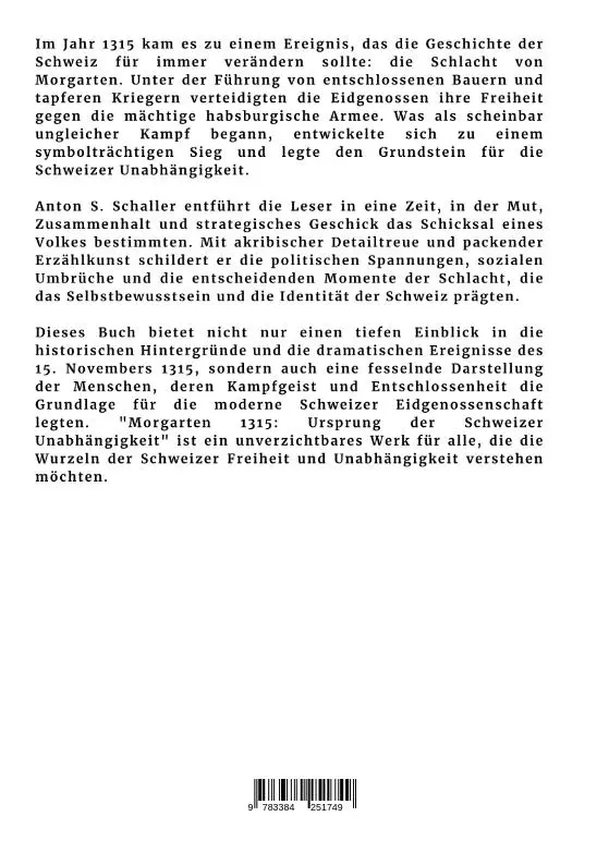 Rückseite: 9783384251749 | Morgarten 1315 | Ursprung der Schweizer Unabhängigkeit | Schaller