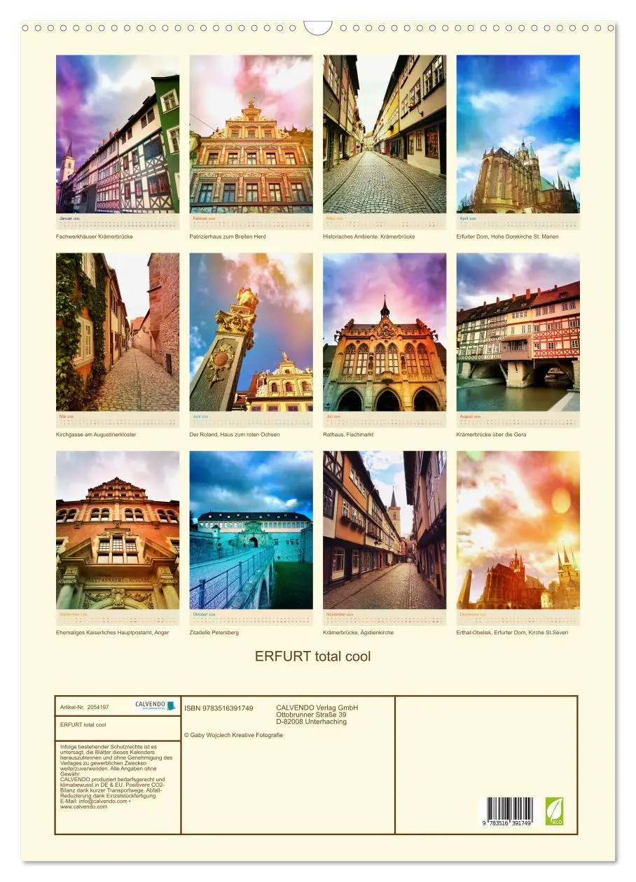 Bild: 9783516391749 | ERFURT total cool (Wandkalender 2026 DIN A2 hoch), CALVENDO...