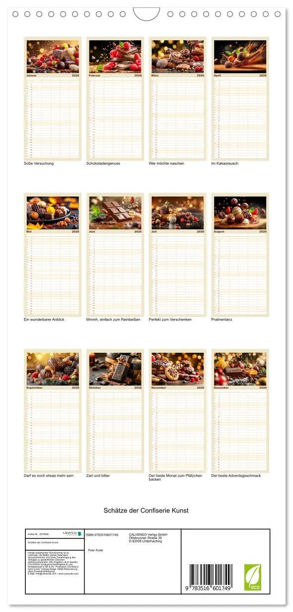 Bild: 9783516601749 | Familienplaner 2026 - Schätze der Confiserie Kunst mit 5 Spalten...