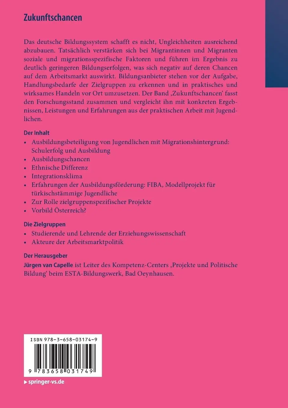 Rückseite: 9783658031749 | Zukunftschancen | Jürgen van Capelle | Taschenbuch | xii | Deutsch