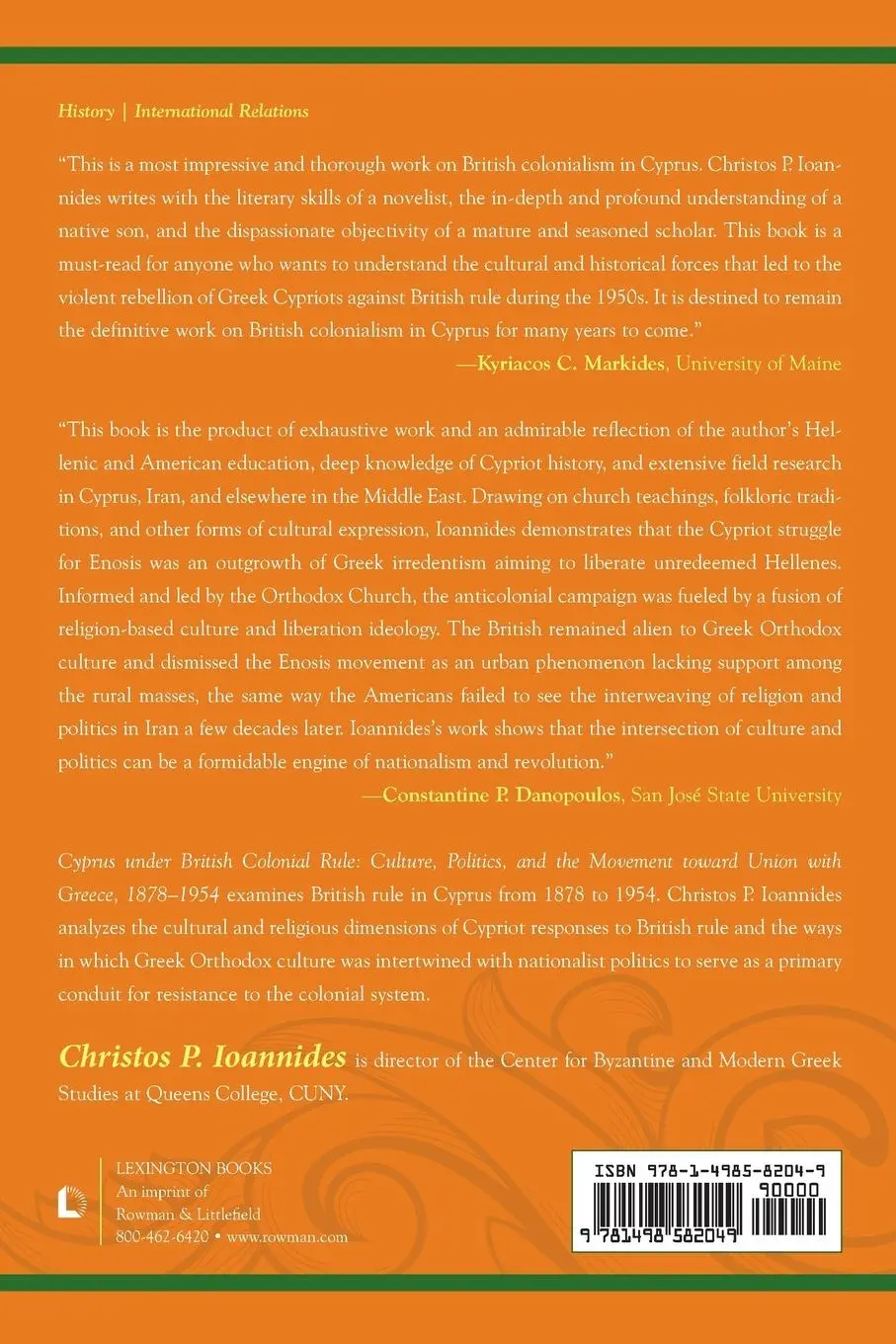 Rückseite: 9781498582049 | Cyprus under British Colonial Rule | Christos P. Ioannides | Buch