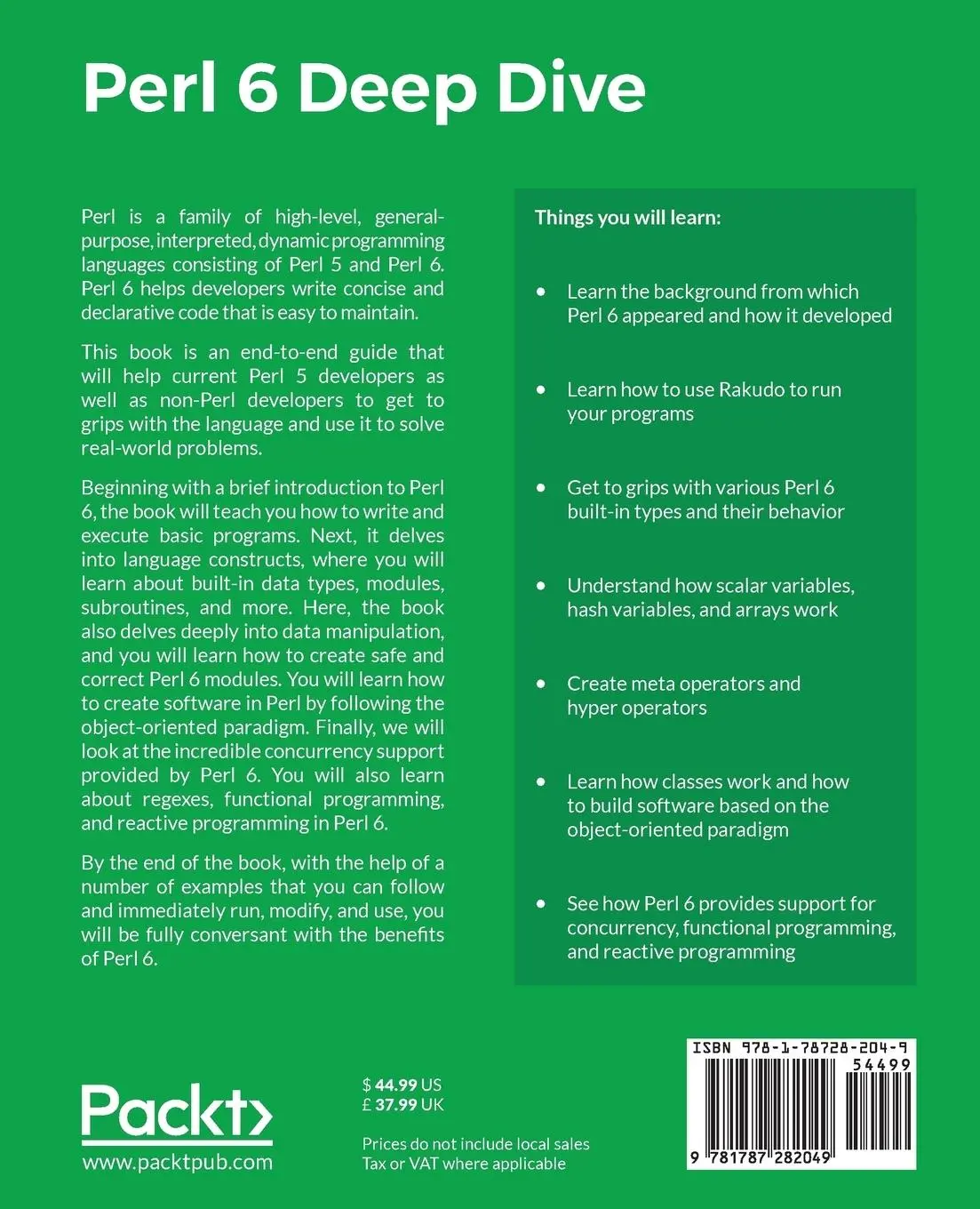 Rückseite: 9781787282049 | Perl 6 Deep Dive | Andrew Shitov | Taschenbuch | Englisch | 2017