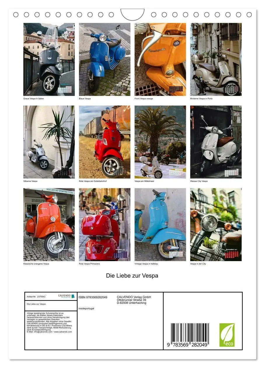 Bild: 9783569282049 | Die Liebe zur Vespa (Wandkalender 2027 DIN A4 hoch), CALVENDO...