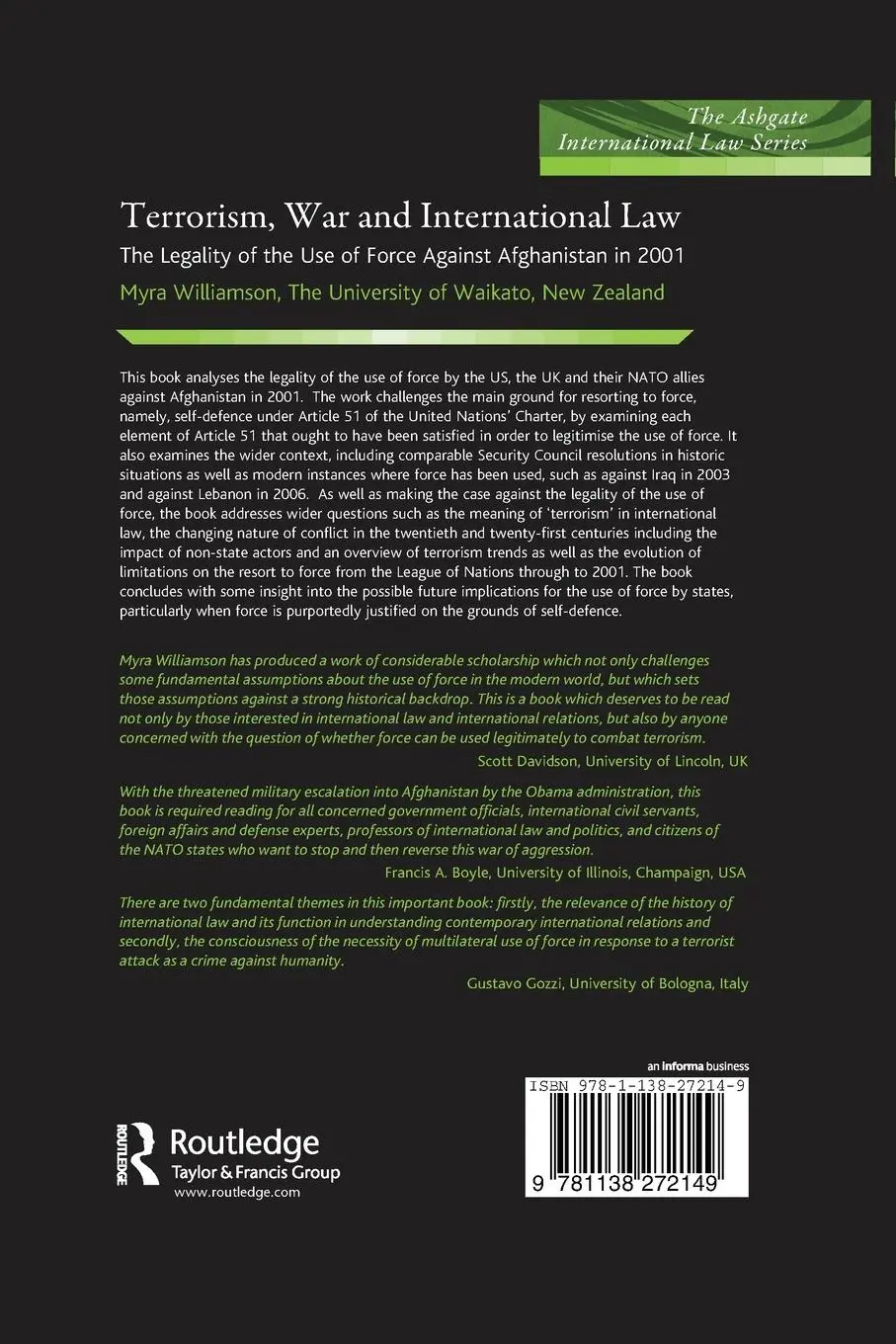 Rückseite: 9781138272149 | Terrorism, War and International Law | Myra Williamson | Taschenbuch