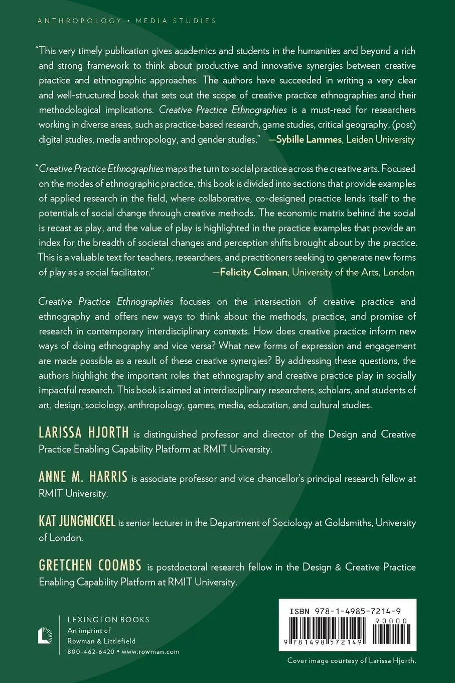 Rückseite: 9781498572149 | Creative Practice Ethnographies | Larissa Hjorth (u. a.) | Taschenbuch