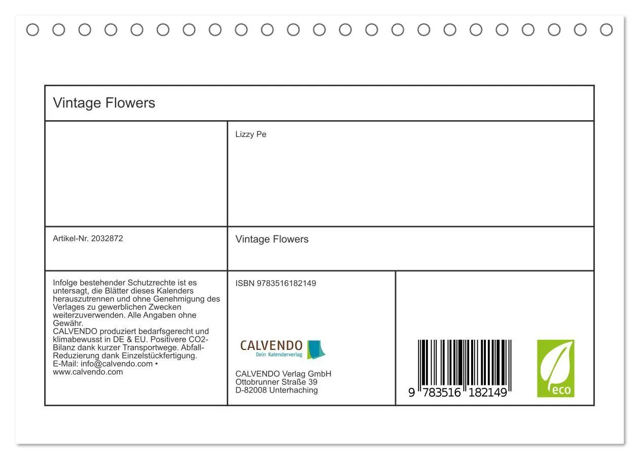 Bild: 9783516182149 | Vintage Flowers (Tischkalender 2026 DIN A5 quer), CALVENDO...
