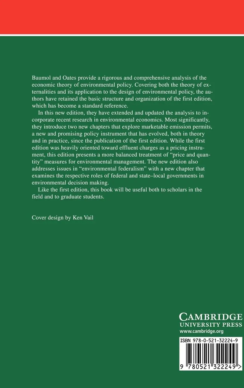 Rückseite: 9780521322249 | The Theory of Environmental Policy | William J. Baumol (u. a.) | Buch