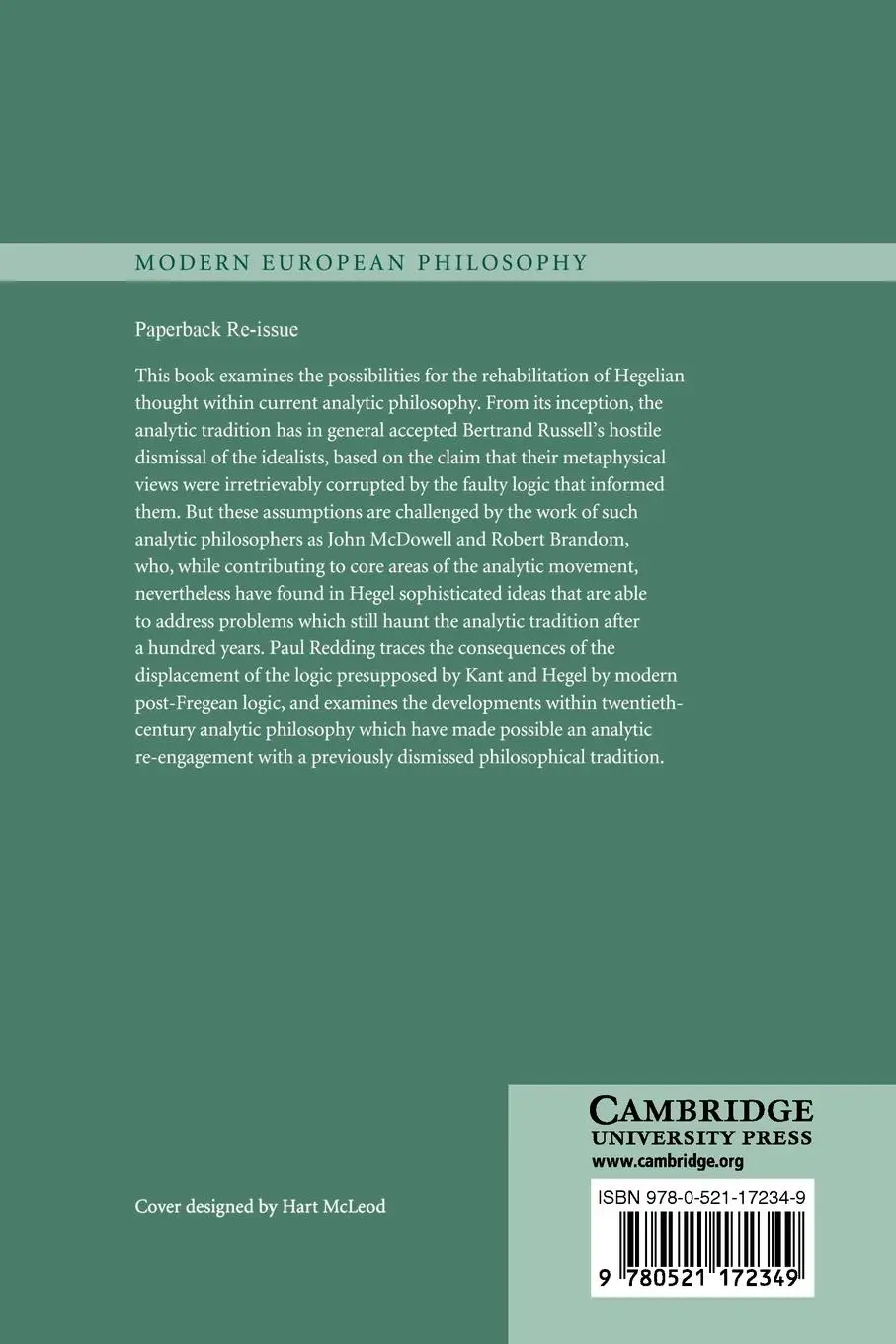 Rückseite: 9780521172349 | Analytic Philosophy and the Return of Hegelian Thought | Paul (u. a.)
